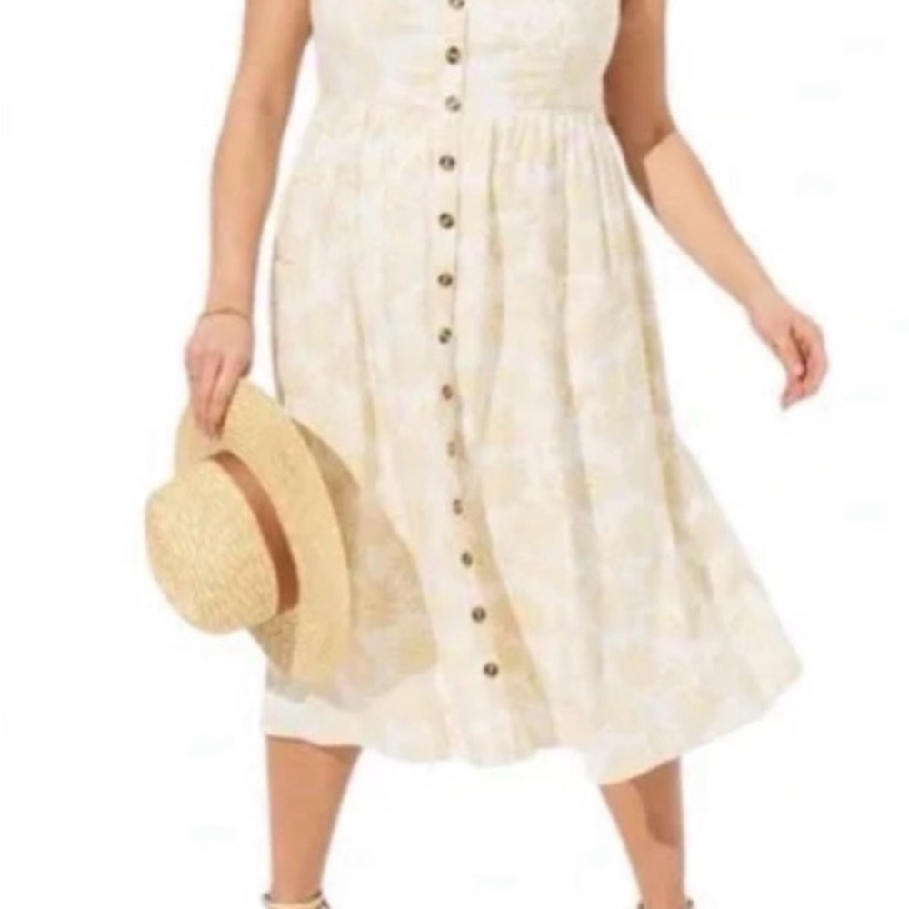 torrid Cream Button-Front Midi Dress